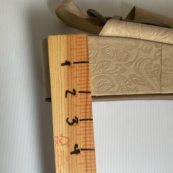 Matisse Embossed Wedge Western Sandals Leather Beige Platform Made in Brazil Sz9 - Picture 13 of 14